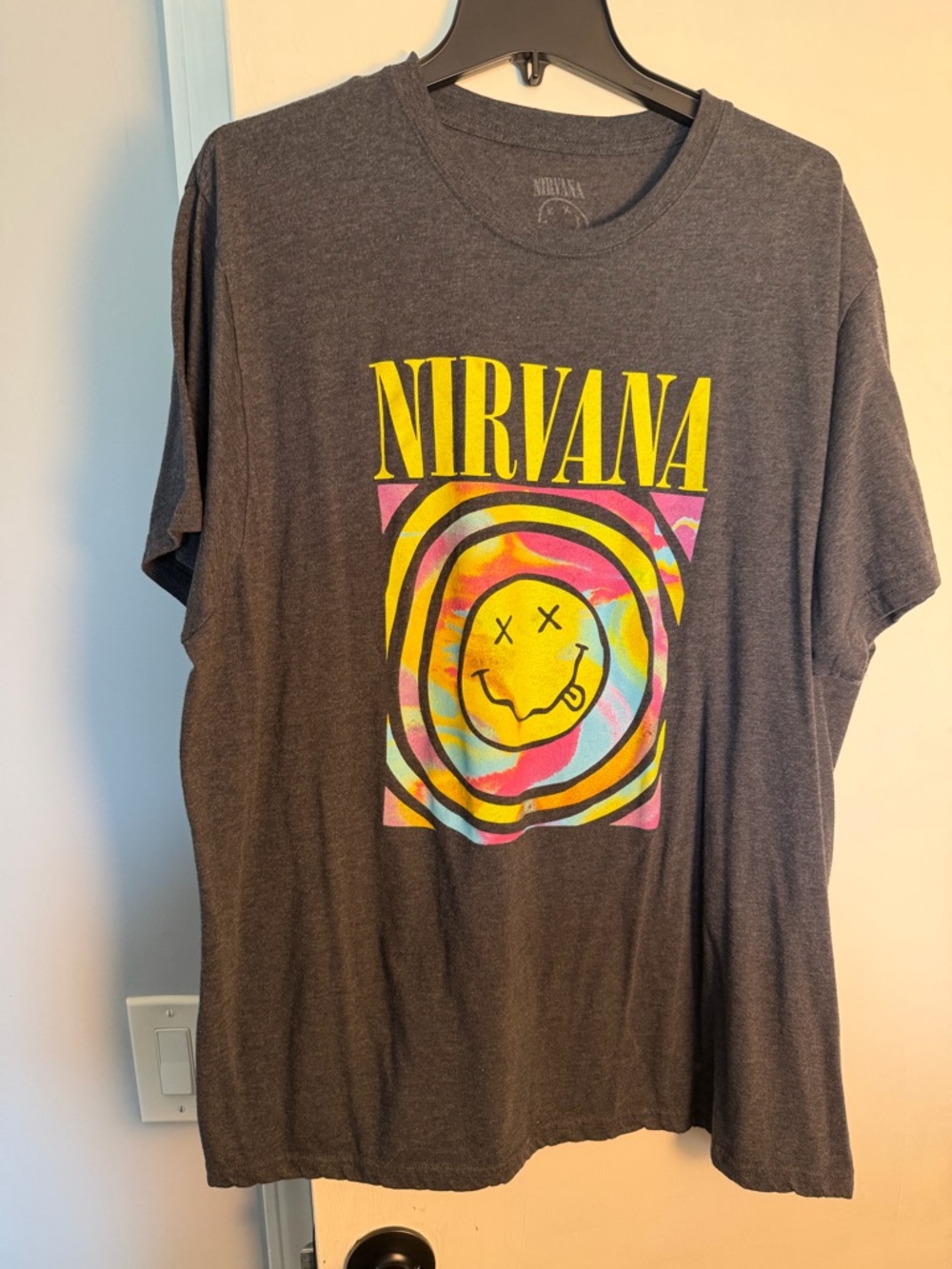 NIRVANA Dark Gray Tee with Yellow Graphic